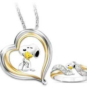 Snoopy and Woodstock Pendant and Ring Set Ring Size 6